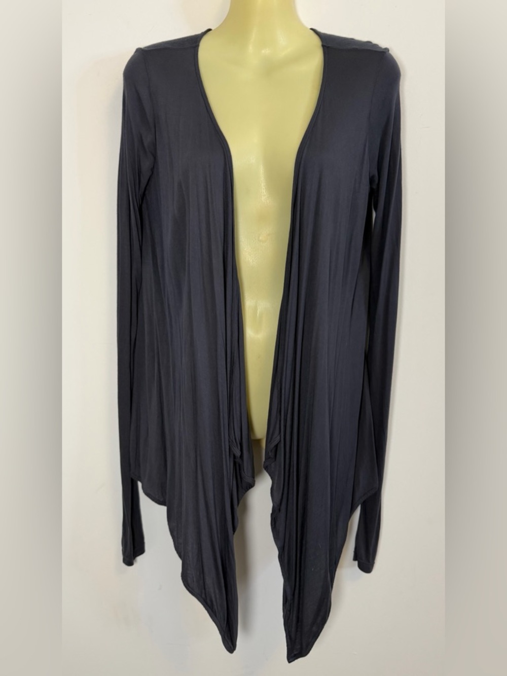 Club Monaco Open Front Draped Cardigan in Charcoal Gray